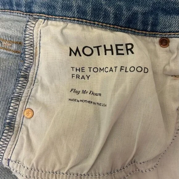 Mother High Rise Tomcat Flood Fray Flag Me DownStraight Leg Jeans Size 29